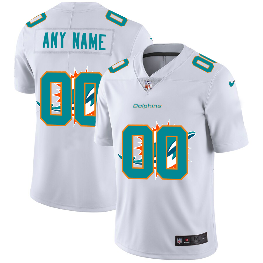 Wholesale Miami Dolphins Custom White Men Nike Team Logo Dual Overlap Limited NFL Jersey->customized nfl jersey->Custom Jersey